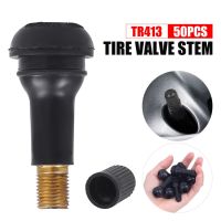 50Pcs TR413 Short Rubber Tubeless Black Snap-In Tyre Tire Valve Stems TR 413 Snap-In Tire Valve Stems Caps Valve Stems Caps Adapters