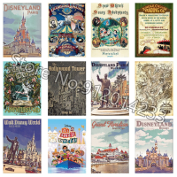 Vintage Land Fantasyland ป้ายโลหะ Retro Plaque ภาพวาดเหล็ก Wall Decor สำหรับห้องเด็ก World Kingdom Attraction