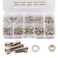 250PCS M2.5 Hexagon Hex Socket Head Cap Screw Kit Stainless Steel Hex Socket Cap Head Bolt and Nut Flat Pad Washers Screw Set-Zkeir