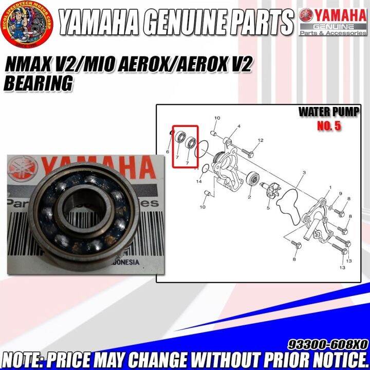 NMAX V2/AEROX WATER PUMP BEARING (YGP) (GENUINE 93300608X0) Lazada PH