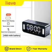 Wireless Bluetooth Speaker with FM Radio, Mini Portable Mirror Card, Alarm Clock, Sound, Dual Alarm Settings for All Phones