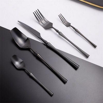Black Combination Cutlery Set Stainless Steel Dinnerware Set Wedding Flatware Fork Knife Spoon Set Travel Tableware Dropshipping Flatware Sets
