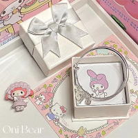 สายรัดข้อมือซิลิโคนลายการ์ตูน Kuromi Cinnamoroll กระดิ่งสุนัข Hello Kitty แบบเกาหลีพร้อมช่องเปิดปรับได้เหมาะสำหรับคนรักของขวัญคู่รักผู้หญิง