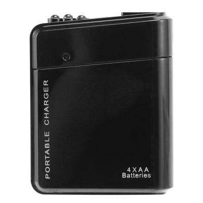 Black 4X AA Battery Portable Emergency Power Charger USB For Cell Phone
