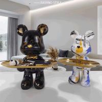 Graffiti Bear Figurine Home Decoration Animal Statue Keys Storage Shelf Modern Room Sculpture Table Decor  Statues