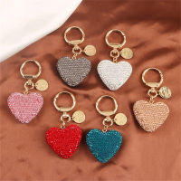 Couple Peach Handbag Gift Pendant Keychain Car Key Chains Rhinestone Heart