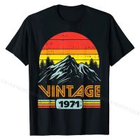 Vintage 1971 Mountain Retro 50 Years Old 50th Birthday Gift T-Shirt Company Tight T Shirts Cotton Student Tops T Shirt Tight