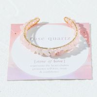 【When the flowers bloom】 Unique DesignWire Winding Pink QuartzStoneCuff Bangle