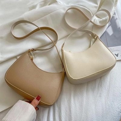 2023 New Womens Fashion Handbags Retro Solid Color PU Leather Shoulder Underarm Bag Casual Women Hobos Handbags