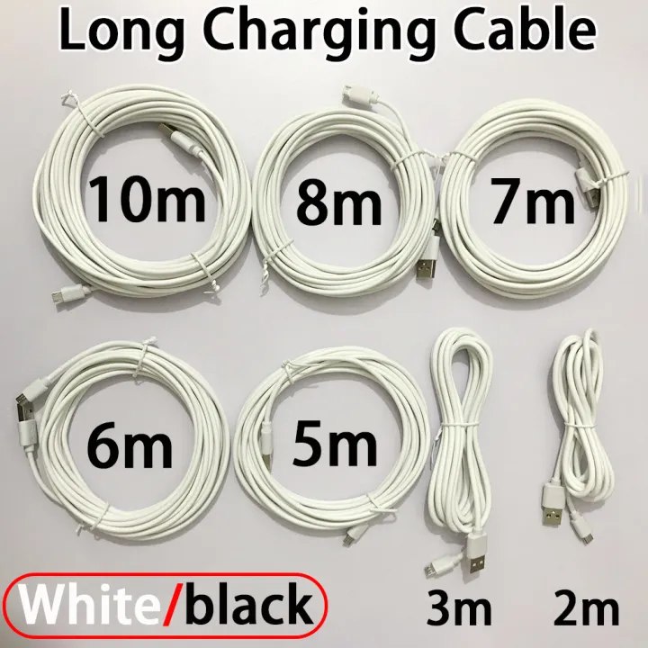 【Ready Stock】Long Micro USB Charger Cord 1m 2m 3m 5m 6m 7m 8m 10m Date Charging Cable For Phones/Cctv/Ip Camera/Monitor for Xiaomi CCTV Data Transmission