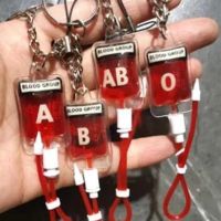 New Style 1 Pcs Blood Type A B O AB Plasma Pack Blood Bag PVC Pendant DIY Jewelry Making Gift Charm Keychain Accessory Keyring