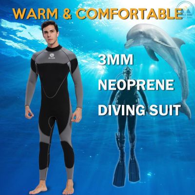 Men 3mm Neoprene Wetsuit Surfing ว่ายน้ำชุดประดาน้ำ