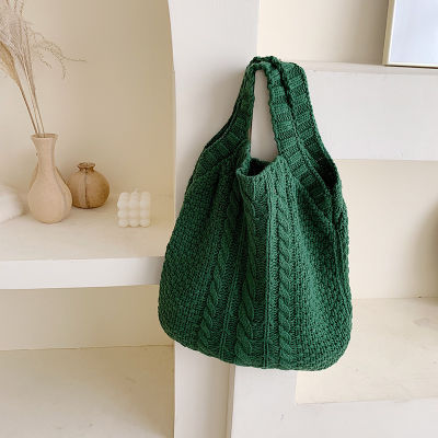 Shopping Bag Casual Knit Large Capacity Korean Style Fashion Popular