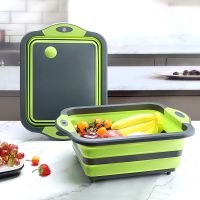 Folding Cutting Board Multifunctional Collapsible Sink Drain Basket Washable Vegetables Strainer Kitchen Dish Storage Organizer Preparation  Cutting B