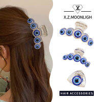 【 X.z.moonligh】กิ๊บกิ๊บหนีบผมตาปีศาจแนววินเทจ3ขนาดกิ๊บหนีบผมกรามเล็กสีฟ้าแบบตุรกีสำหรับผู้หญิงในฤดูร้อน