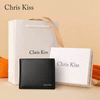 2023Chris Kiss ร้านเรือธงอย่างเป็นทางการกระเป๋าสตางค์ผู้ชายหนังสั้นกล่องของขวัญระดับไฮเอนด์สำหรับเด็กผู้ชาย