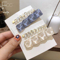 【cw】 Korean Style Simple Water Ripple Barrettes Crystal Summer Vacation Style a Pair of Hairclips Female Bangs Side Clip Fashion Sideburns Hairpin ！