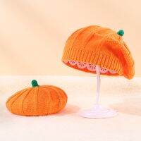 Decoration Pumpkin Beret Hat 2023 and Parent-Child Knitted Warm Knit Hats