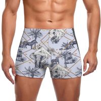 Elephant Swimming Trunks Wildlife Animal Print Trending Durable Swim Boxers Training Plus Size Men Swimsuit Swimwear