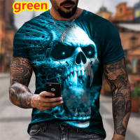 2023 new2022 Summer Fashion Horror Skull 3D Printed T Shirt O-Neck Short Sleeve Casual Breathable Male T Shirt Men Clothing