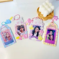 INS Cartoon Animal Photocard Holder 3 Inch Kpop Idol Photo Card Sleeves With Keychains Photos Protector School Stationery  Photo Albums