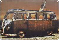 Sumik Vintage Bus Kombi Van โลหะหยาบป้ายดีบุกโปสเตอร์ดีบุกปาร์เก้ย้อนยุคโรงรถเครื่องตกแต่งฝาผนัง