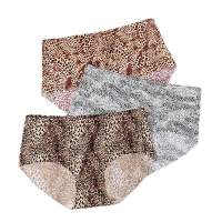 One Piece Seamless Ladies Panties High Waist Ice Silk Large Sizes Underwear Coffee Sexy Leopard Print Lingerie