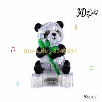 3d Crystal Panda Puzzle With Flash Light Diy Model Building Toy For Children Home Decoration Toy