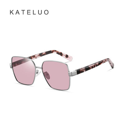 KATELUO แว่นตากันแดดโพลาไรซ์ทำจากโลหะเกรดสูงกรอบแว่นตาผู้ชายทรงสี่เหลี่ยมตัวเมียสเตนเลสสตีล A2190ใหม่