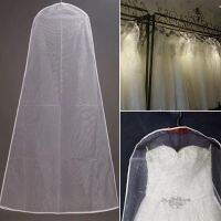 Dustproof Double-sided Transparent Tulle/Voile Wedding Bridal Dress Dust Cover Side-zipper for Home Wardrobe Gown Storage Bag Wardrobe Organisers