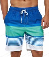 (ETX)Mens Swimming Shorts Stripe 3d Surfing Board Short Kids Beach Shorts Men Swim Trunks Masculina Sports Fitness Pants Boy Briefs