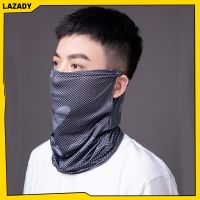 LAZADY หมวกคลุมศีรษะแนวสปอร์ตสำหรับผู้ชาย,หน้ากากกรองแสงหูกระแนกแบบห้อยทำจากผ้าไอซ์ซิลค์สำหรับกีฬากลางแจ้งชุดผ้าพันคอ