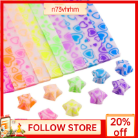 N73VHRHM 420Sheets กระดาษโอริกามิ ดาวส่องสว่าง ลายหัวใจ- แถบนำแสง แถบนำแสง ที่ส่องสว่างส่องสว่าง ดาวนำโชค กระดาษพับได้ กระดาษสำหรับตกแต่ง