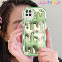 Jlingji เคสปลอกสำหรับ Samsung กาแลคซี A22 4G A22 5G เคส M22แฟชั่นสีเขียว3D ดีไซน์ใหม่คอลอร์เดอร์นุ่มเคสมือถือกันกระแทกแบบใสโปร่งใสลายกล้องถ่ายรูปที่สร้างสรรค์เคสซิลิกาเจลป้องกัน