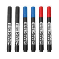 【CW】6Pcs Permanent Paint Marker Pen Oily Waterproof Black Blue Red Pen for Tyre Markers Quick Drying Signature Pen Stationery Supply