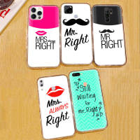 โปร่งใส เคสโทรศัพท์ หรับ iPhone 13 14 G9 Moto 12 G8 Play Mini SE Power Max Plus Pro Protective ปก Mr Right Couple