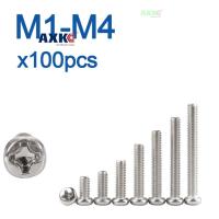 100pcs/lot Cross Recessed BM Pan Head Screws Nickel Plated Carbon Steel M2 M2.5 M3 M4 Phillips Machine Screws Grade 4.8 DIN7985 Screw Nut Drivers