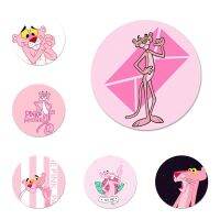 Korea Pink Panther cartoon Icons Pins Badge Decoration Brooches Metal Badges For Clothes Backpack Decoration 58mm