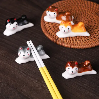 Creative Chopstick Holder Cute Pet Trinket Puppy Ceramic Ornaments Dining Table Chopsticks Rack Cute Cartoon Ornaments
