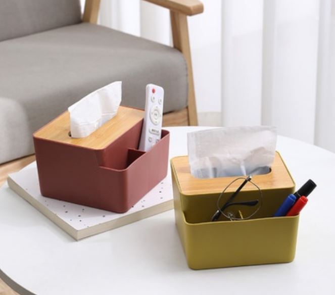 Nordic Minimalist Creative Wood Cover Plastic Tissue Box Holder