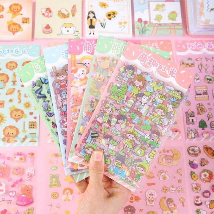 6 Sheets Cartoon Lovely Party Series Stickers Waterproof PET Diary DIY ...