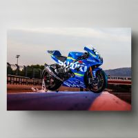 โปสเตอร์และภาพพิมพ์ศิลปะสมัยใหม่กล่องเก็บสกรูแบบต่างๆรถซูซูกิ GSX-R1000R สีน้ำเงินภาพติดผนังรถจักรยานยนต์ผ้าใบวาดภาพตกแต่งห้องนั่งเล่นเฮหยวนในอนาคต