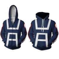 3D พิมพ์ Hoodie My Hero Academia Hoodie ซิปเสื้อแจ๊กเก็ตท็อปส์ลำลอง