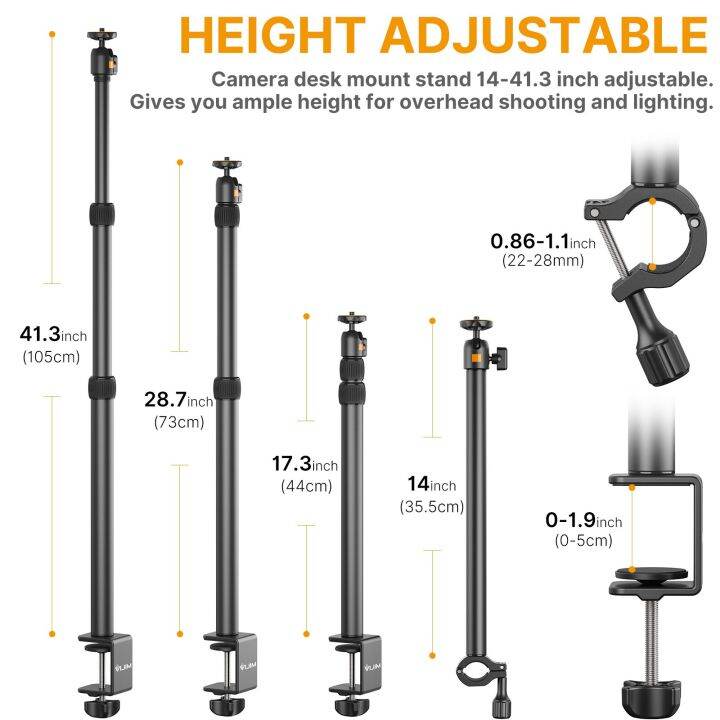 vijim-ls01-desk-light-mounting-stand-96cm-adjustable-tabletop-stand-with-removable-ballhead-1-4-screw-for-led-ring-light