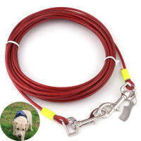 Tie Out Strong Dog Leash Lead Red Pet Cable for Dogs Up to 120 LBS 30 Feet pet Drag Leash Rope Outdoor Camping Collar Hardware