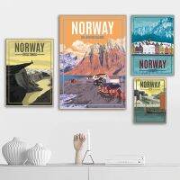 พิมพ์โปสเตอร์ Vintage นอร์เวย์ Bergen Island Oslo Travel City Wall Art ภาพวาดผ้าใบภาพภาพของขวัญ Room Home Decor