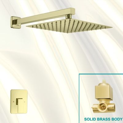 Bathroom Fixture Stainless Steel Shower Set Gold In Wall Mounted Conceal Valve 10 Inch Square Top Rotatable Shower with Arm  by Hs2023