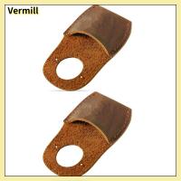 VERMILL 2PCS สีน้ำตาลสีน้ำตาลเข้ม ถุงมือเชื่อมโลหะ นิ้วสำหรับนิ้วมือ พียู PU ทนต่ออุณหภูมิ กันไฟได้ ถุงมือสวมนิ้ว การเชื่อมเชื่อม