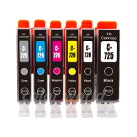 หมึกเทียบเท่า ทุกสี 1 ชุด (6ตลับ) สำหรับ PGI-725 CLI-726 ink cartridge for Canon PIXMA IP4870 IP4970 IX6560 MX886 MX897 MG5370