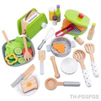 Pretend Play House Toy Wooden Simulation Kitchen Bread Machine Pancake Machine Salad Pot Children Learn Early Education Toy Gift